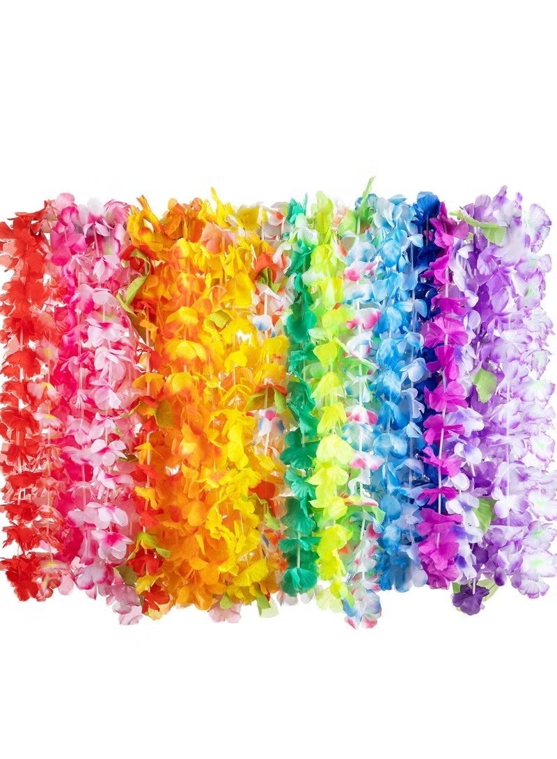Unewshi 36 PCS Hawaiian Flower Leis Assortment, Hawaiian Leis Bulk Decorations Silk Flower Necklace, Bulk Flower Necklace for Beach Theme Party Favor Wedding Birthday - Image 1